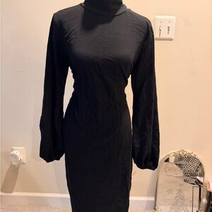 Rebdolls Black Long Sleeve Midi Dress